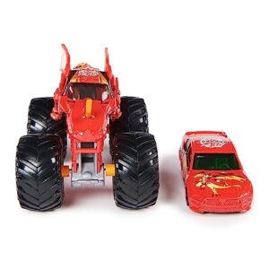 Monster Jam Official 1:64 Scale Diecast 2-Pack Monster Truck and Race Car: Dragonoid