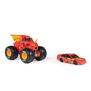 Monster Jam Official 1:64 Scale Diecast 2-Pack Monster Truck and Race Car: Dragonoid