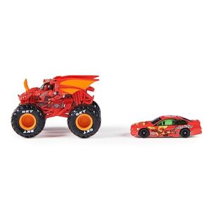 Monster Jam Official 1:64 Scale Diecast 2-Pack Monster Truck and Race Car: Dragonoid