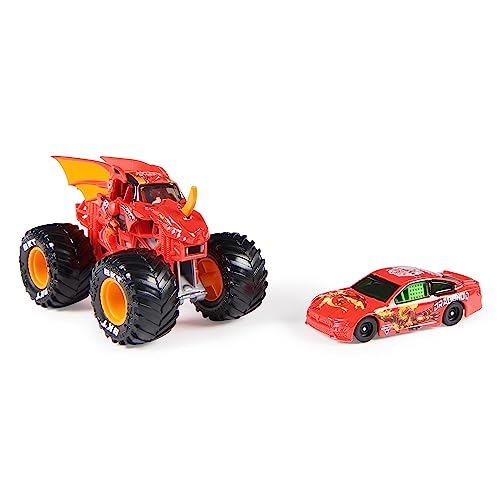 Monster Jam Official 1:64 Scale Diecast 2-Pack Monster Truck and Race Car: Dragonoid