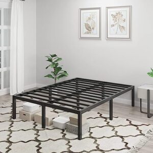 bonkiss california king bed frame 3000 lbs+, california king bed frame no box spring needed, heavy duty tall metal california king platform bed frames with large storage space, noise free, black.