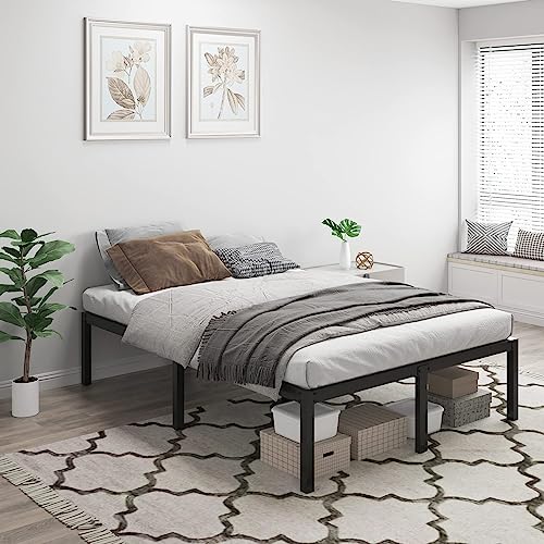 Bonkiss California King Bed Frame 3000 lbs+, California King Bed Frame No Box Spring Needed, Heavy Duty Tall Metal California King Platform Bed Frames with Large Storage Space, Noise Free, Black.