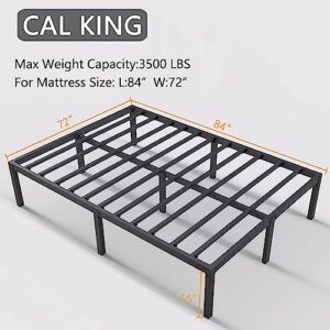 Bonkiss California King Bed Frame 3000 lbs+, California King Bed Frame No Box Spring Needed, Heavy Duty Tall Metal California King Platform Bed Frames with Large Storage Space, Noise Free, Black.
