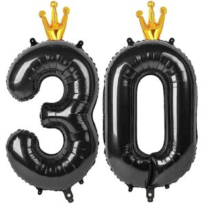 black number 30 balloon 40 inch, 30 number balloon, 30th black birthday decorations, 30 year old girl boy party suppliers