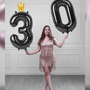 Black Number 30 Balloon 40 inch, 30 Number Balloon, 30th Black Birthday Decorations, 30 Year Old Girl Boy Party Suppliers