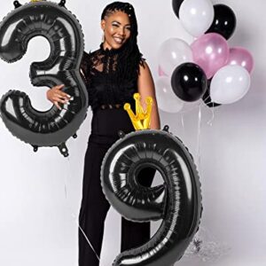 Black Number 30 Balloon 40 inch, 30 Number Balloon, 30th Black Birthday Decorations, 30 Year Old Girl Boy Party Suppliers