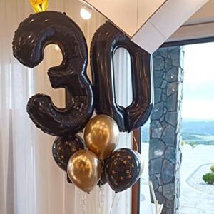 Black Number 30 Balloon 40 inch, 30 Number Balloon, 30th Black Birthday Decorations, 30 Year Old Girl Boy Party Suppliers