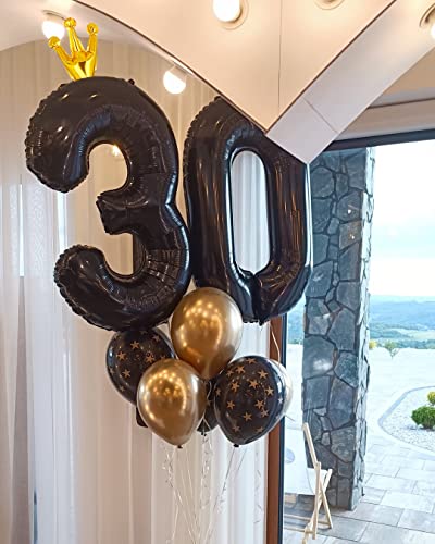 Black Number 30 Balloon 40 inch, 30 Number Balloon, 30th Black Birthday Decorations, 30 Year Old Girl Boy Party Suppliers