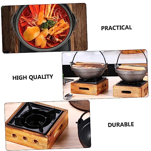 CLISPEED Sukiyaki Korean Cookware Outdoor Cooking Pot Sukiyaki Pot Korean Ramen Bowl Cast Iron Sukiyaki Pan Sukiyaki Pot Cast Iron Pot with Wooden Lid Outdoor Picnic Cookware Soup Pot Glass