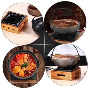 CLISPEED Sukiyaki Korean Cookware Outdoor Cooking Pot Sukiyaki Pot Korean Ramen Bowl Cast Iron Sukiyaki Pan Sukiyaki Pot Cast Iron Pot with Wooden Lid Outdoor Picnic Cookware Soup Pot Glass