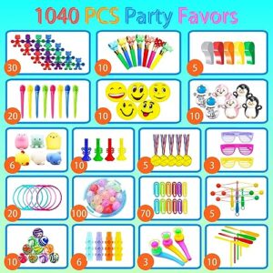 1040PCS Party Favors for Kids Goodie Bags 8-12 Fidget Toys Pack, Treasure Box Toys for Classroom,Treasure Chest for Kids Prizes,Stocking Stuffers,Birthday Gift Bulk Toys for Boys and Girls 4-8