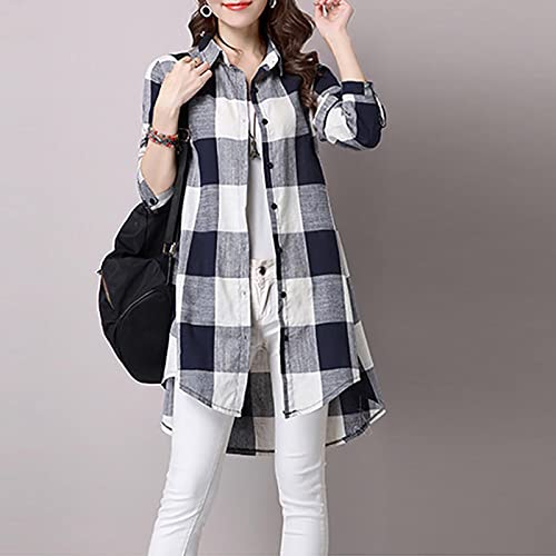 Summer Shirts for Women Casual Long Sleeve Gauze Shirts Coverup Linen Button Down Shirt Ladies Summer Tops and Blouses 2023 Dressy Teacher Outfits Trendy Plus Size Boho Clothes(Z01 Blue,Small)