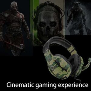 3.5mm Camouflage Gaming Headset Professional Gamer Stereo Head-Mounted Headphone Computer Earphones for PS5 PS4 Xbox Switch