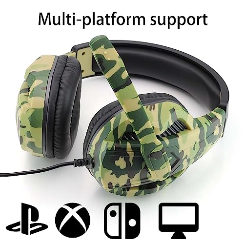 3.5mm Camouflage Gaming Headset Professional Gamer Stereo Head-Mounted Headphone Computer Earphones for PS5 PS4 Xbox Switch