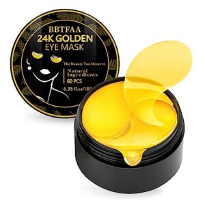 under eye patches, 24k gold collagen eye mask for puffy eyes & dark circles treatments, reduce under eye bags and smooth wrinkles, hydrating and moisturizing, eye skin care pads for beauty & personal care (𝟔𝟎𝐏𝐂𝐒 )