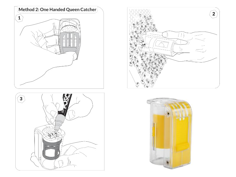 Queen Bee Marking Kit - Includes 5 Posca Marking Pens, One Handed Queen Catcher, Stainless Steel Queen Clip, Marking Plunger and Push Catcher