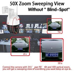 SXBCyan 50X Optical Zoom WiFi Security Surveillance Camera Outdoor 5MP Wireless Secuity Camera CCTV Human Detection WiFi PTZ IP Dome Camera 2 Way Audio (Size : 5MP Add 128G Card)