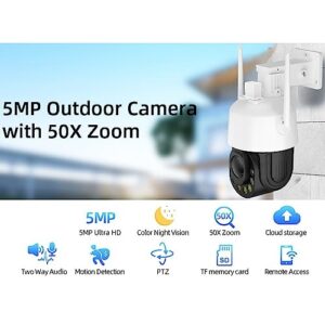 SXBCyan 50X Optical Zoom WiFi Security Surveillance Camera Outdoor 5MP Wireless Secuity Camera CCTV Human Detection WiFi PTZ IP Dome Camera 2 Way Audio (Size : 5MP Add 128G Card)