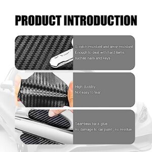 Dewkou 4 PCS Car Door Handle Sticker, Carbon Fiber Door Handle Cover, Leather Car Side Door Handle Sticker, Universal Car Door Handle Protective Film (Black)