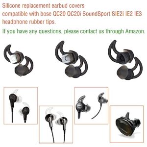 WKYMY Silicone Replacement Earbud Tips Earbud Covers Compatible with Bose QC20 QC20i SoundSport SIE2i IE2 IE3 Headphone Ear Tips Rubber Tips 3 Pairs S M L