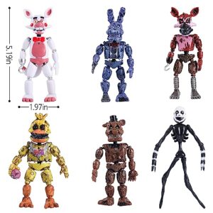 Laghtin 6 Pack Horror Game Figures Toys Set, Inspired by The Game Five Night Figures, Fun Action Simulator with Movable Joints Toys