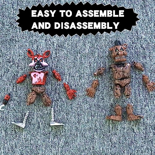 Laghtin 6 Pack Horror Game Figures Toys Set, Inspired by The Game Five Night Figures, Fun Action Simulator with Movable Joints Toys