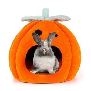 yuepet halloween rabbit bed warm bunny hideout house, cozy washable small animal hideout for guinea pig rabbit bunny ferret chinchilla 11.8"×11.8"