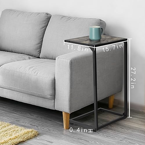 melos C Shaped End Table, C Tables for Couch, Snack Side Table for Sofa, Couch Tables That Slide Under, Small TV Tray Table for Living Room, Bedroom, Gray