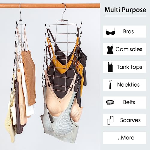 4 Pack Tank Tops Hangers, Bra Hangers for Closet Organizer, Tank Top Cami Lingerie Hanger Space Saving, Bra Storage Organizer Metal Hanger for Bralettes Bathing Suits, Camisoles, Bras, Ties, Scarves