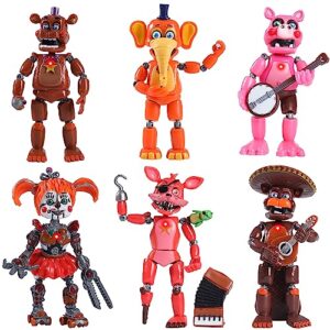 laghtin 6 pack horror game figures toys set, inspired by the game five night figures, fun action simulator with movable joints toys