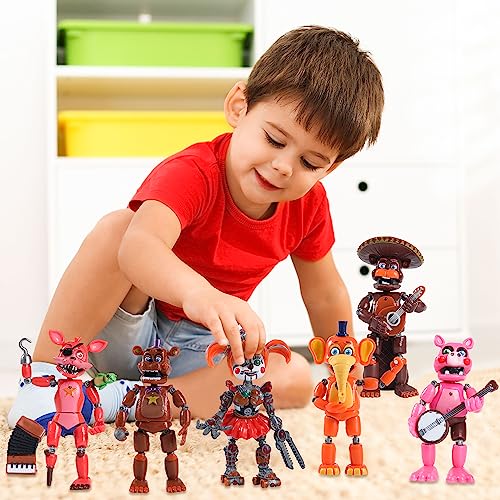 Laghtin 6 Pack Horror Game Figures Toys Set, Inspired by The Game Five Night Figures, Fun Action Simulator with Movable Joints Toys