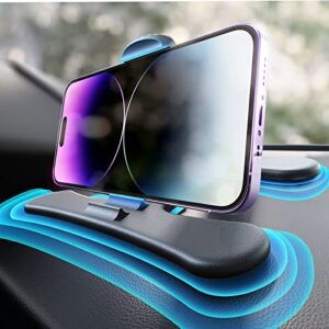 lisen dashboard phone holder for car, dashboard mount [ never slip& fall] universal car phone holders for iphone dash accessories compatible with iphone 15 pro max plus 14 13 12 mini samsung all