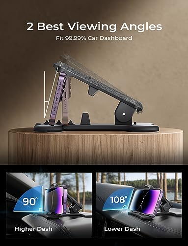LISEN Dashboard Phone Holder for Car, Dashboard Mount [ Never Slip& Fall] Universal Car Phone Holders for iPhone Dash Accessories Compatible with iPhone 15 Pro Max Plus 14 13 12 Mini Samsung All
