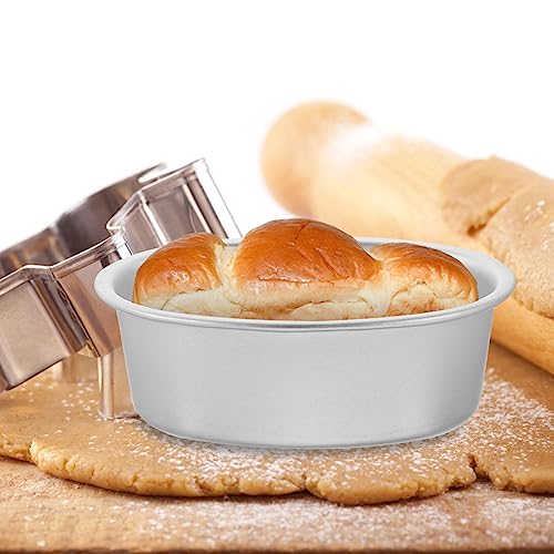 Kichvoe Bread Loaf Pan Oval Shape Cake Pan 4pcs Non-stick Aluminum Alloy Cheese Cake Mold Breads Loaf Pans Loaf Baking Tray Bakeware Kitchen Cooking Baking Tool Cake Stencils