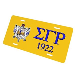 sigma gamma rho license plate 6" x 12", automotive aluminum front and rear labels, gift for car lovers