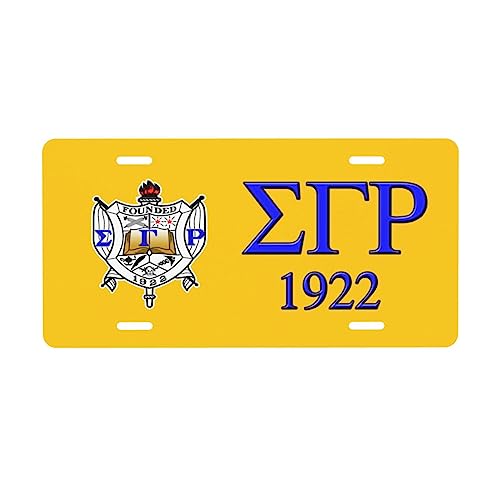 Sigma Gamma Rho License Plate 6" X 12", Automotive Aluminum Front and Rear Labels, Gift for Car Lovers