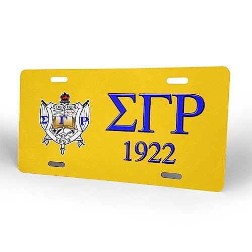 Sigma Gamma Rho License Plate 6" X 12", Automotive Aluminum Front and Rear Labels, Gift for Car Lovers