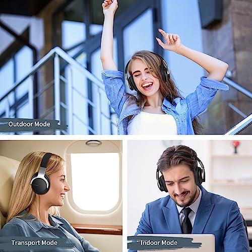 AUSDOM Bluetooth Headphones Noise Cancelling: Over Ear Wireless ANC Headphones with Microphone, 50Hrs Playtime, Deep Bass, Hi-Fi Sound, Comfortable Ear Cushions for Travel Work Cellphones, Silver