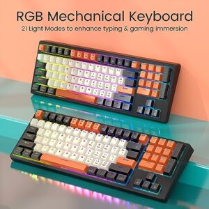 Mechanical Keyboard with Number Pad, Upgraded RGB Wired 85% Compact Keyboard with Gasket Structure, Hot Swappable Red Switch Mechanical Gaming Keyboard /Programmable /93 Keys for Windows Mac PC Laptop