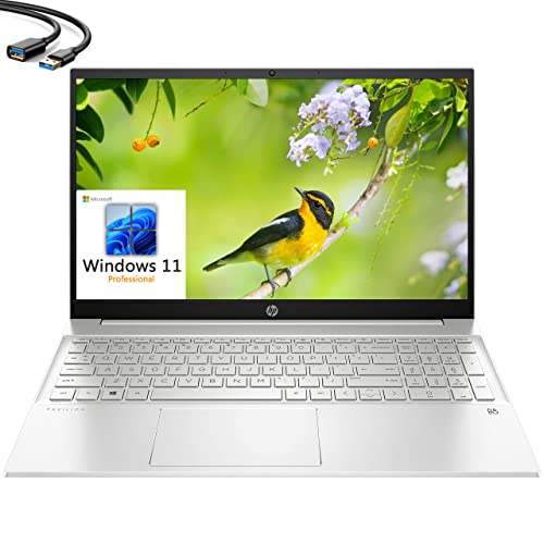 HP 2023 Pavilion 15 15.6" FHD Business Laptop, 12th Gen Intel 10 Cores i7-1255U, 32GB DDR4 RAM, 1TB PCIe SSD, WiFi 6, Bluetooth 5.2, Webcam, Natural Silver, Windows 11 Pro, iPuzzl Extension Cable