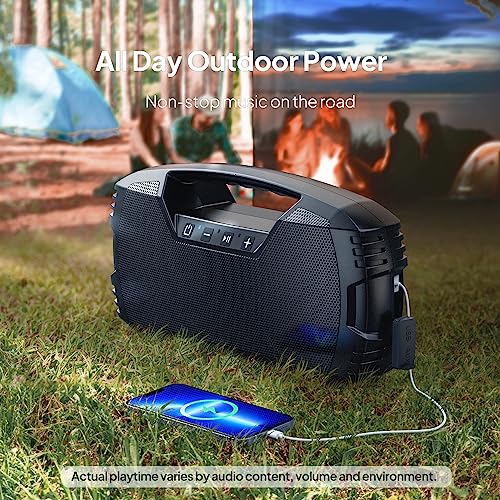 DBSOARS Bluetooth Speaker, Portable Wireless IPX7 Waterproof Speakers, 40W Stereo Sound, Deep Bass, 32H Playtime, Outdoor Speaker with Handle, TWS Pairing, Built-in Power Bank, for Pool, Beach, Party