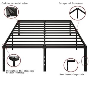 Besebay Full Size Bed Frame 14 Inch Heavy Duty Metal Frames with Steel Slats Support Ample Storage No Box Spring Needed, Easy Assembly, Noise Free, Black