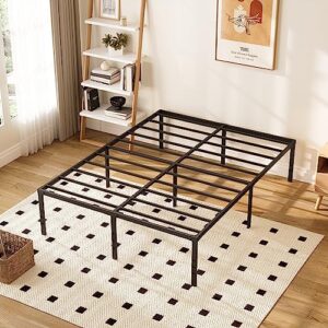 Besebay Full Size Bed Frame 14 Inch Heavy Duty Metal Frames with Steel Slats Support Ample Storage No Box Spring Needed, Easy Assembly, Noise Free, Black