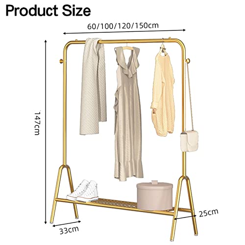 Garment Rack Storage Shelves Clothes Rack, Metal Clothing Rack Freestanding Closet Organizer for Hanging Clothes, Portable Multi-Functional Standard Rod with Bottom Rack, 150×147cm