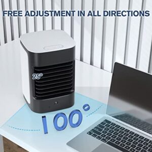 Portable Air Conditioners, 3-IN-1 Mini Air Conditioner With USB Charging, 100° Oscillating, 3 Speeds & 7 Color LED Lights, Personal Cooling Fan For Bedroom Dorm Table Office Outdoors, Black