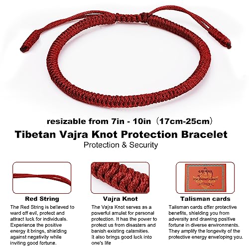 ioieia Authentic blessed Tibetan monks handmade Dorje Knot protection bracelet for women and men with a talisman.Red string bracelet-mens bracelet rope-gifts for women and men-protection jewelry