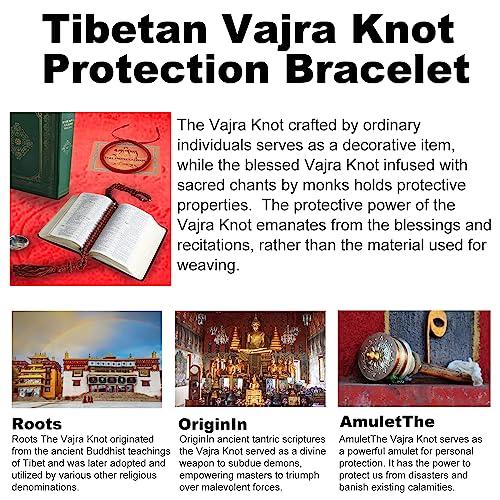 ioieia Authentic blessed Tibetan monks handmade Dorje Knot protection bracelet for women and men with a talisman.Red string bracelet-mens bracelet rope-gifts for women and men-protection jewelry