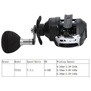 Baitcasting Fishing Reel, New Compact Design Baitcaster Fishing Reel High Speed 7.3:1 Water Drop Wheel for Saltwater Sea Fishing TT1 (左手轮)