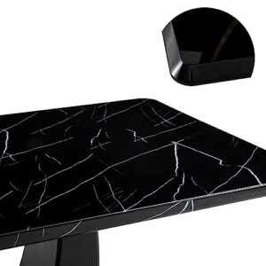 LKTART 63'' Dining Table Faux Marble Black Desktop for Kitchen Dining Living Room