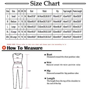 Sruiluo Women Solid Workout Tracksuits Casual Scoop Neck Crop Top Tee with Pockets High Waist Palazzo Pants Yoga Pilates